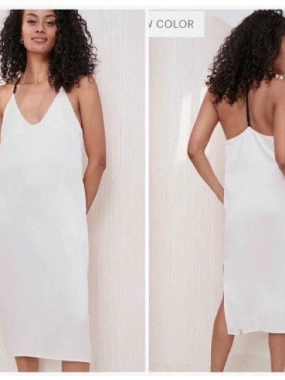 lunya cream washable silk Slip Chemise with V-Neck